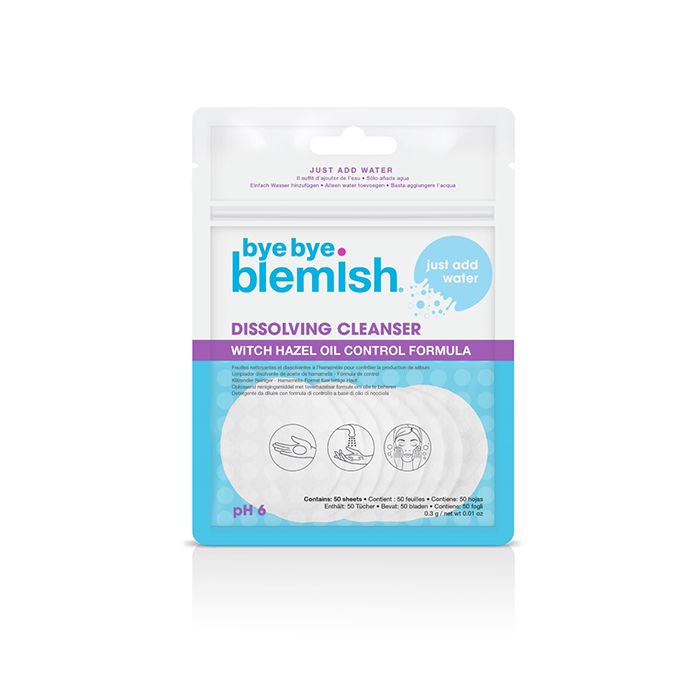 Bag of Water-activated dissolving cleansing sheets formulated specifically for skin nourishment.